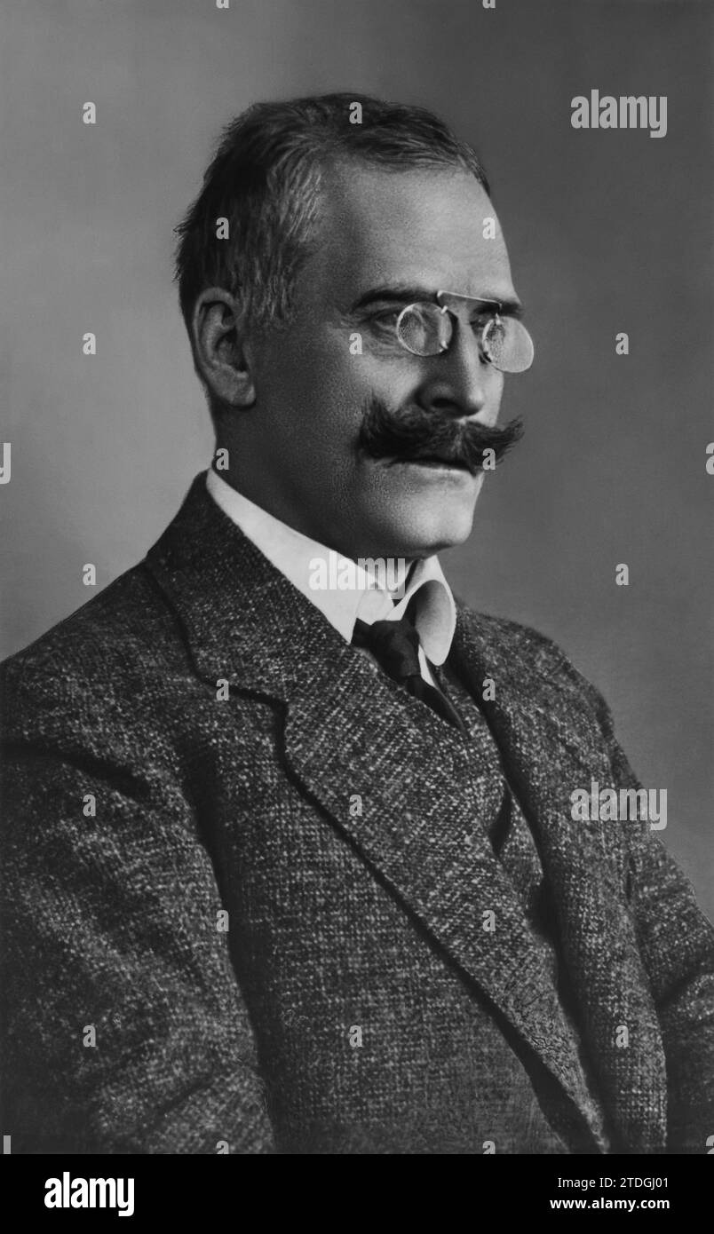 Ein Porträt von Knut Hamsun. Datum: 13.04.1914. Von Anders Beer Wilse. Stockfoto