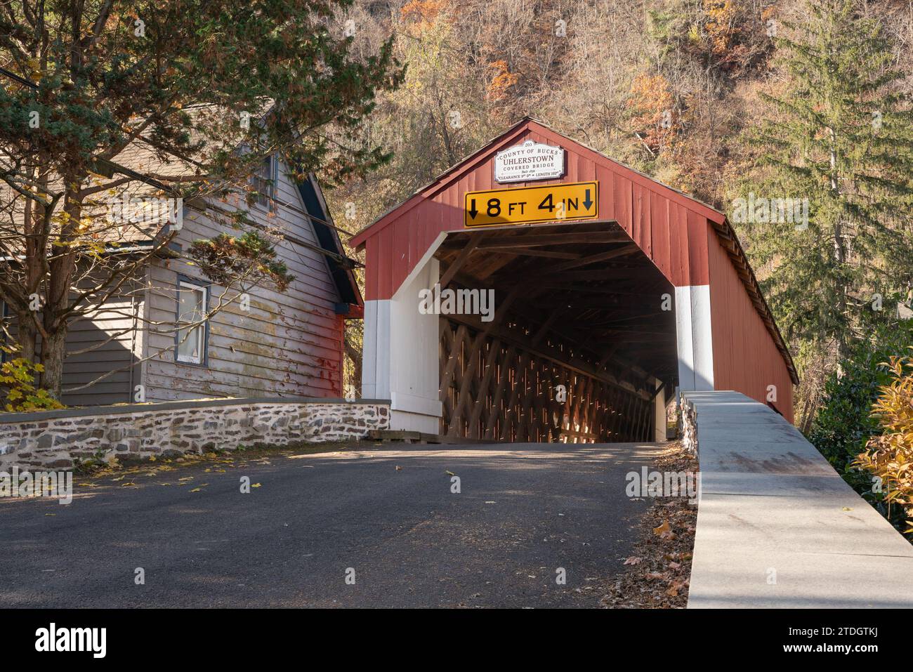 Historische Ulherstown Covered Bridge aus dem Bucks County Pennsylvania Stockfoto