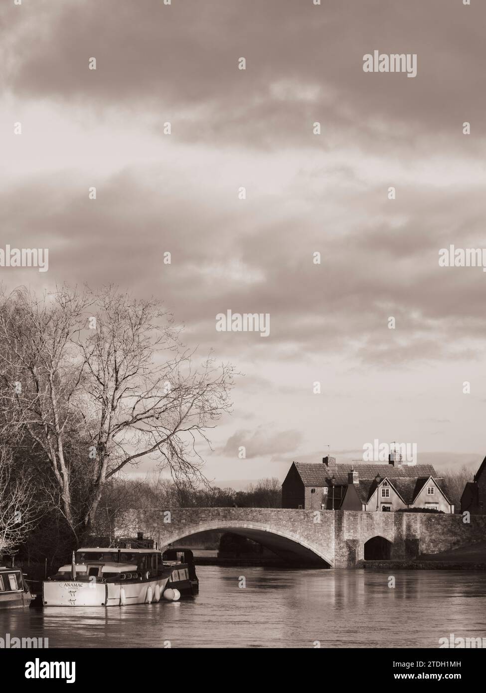 S&W Landscape of Abingdon Bridge, Abingdon-on-Thames, Oxfordshire, England, Großbritannien, GB Stockfoto
