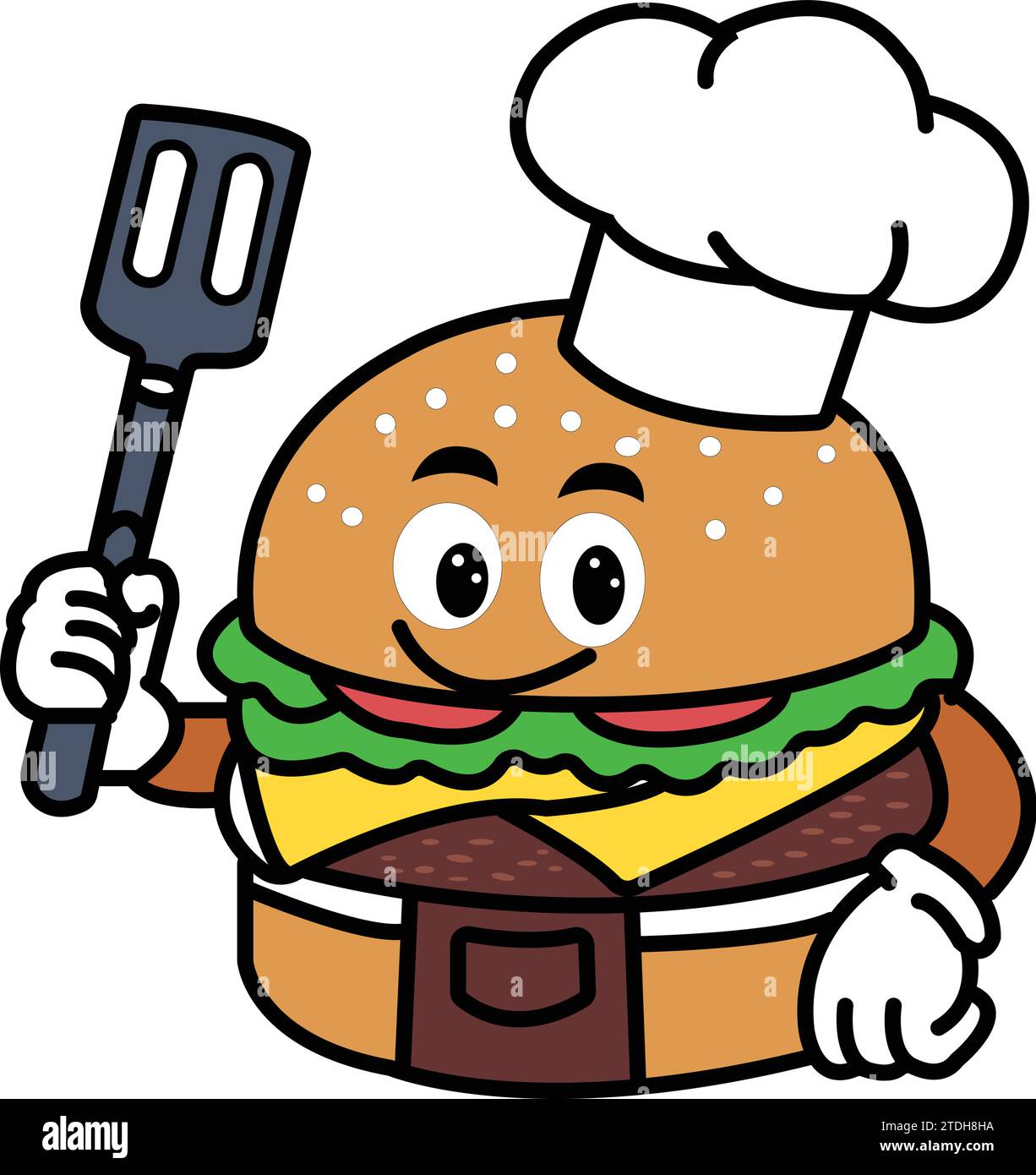 Burger Cartoon Charakter.Logo Marke Hamburger Junkfood Fastfood Maskottchen Vorlage.Burger Icon, lustig, Maskottchen, Sammlung, Poster, amerikanisch, lecker, Clip. Stock Vektor