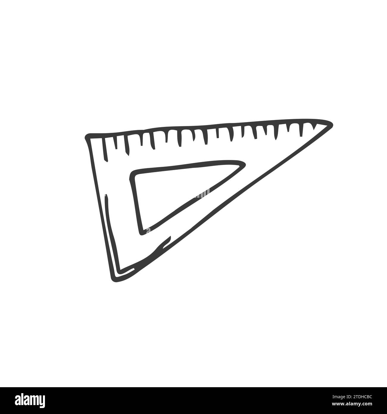 Dreieckslineal-Doodle. Zurück zur Schule Grundstudium Symbol. Isolierte Vektor Stock Vektor