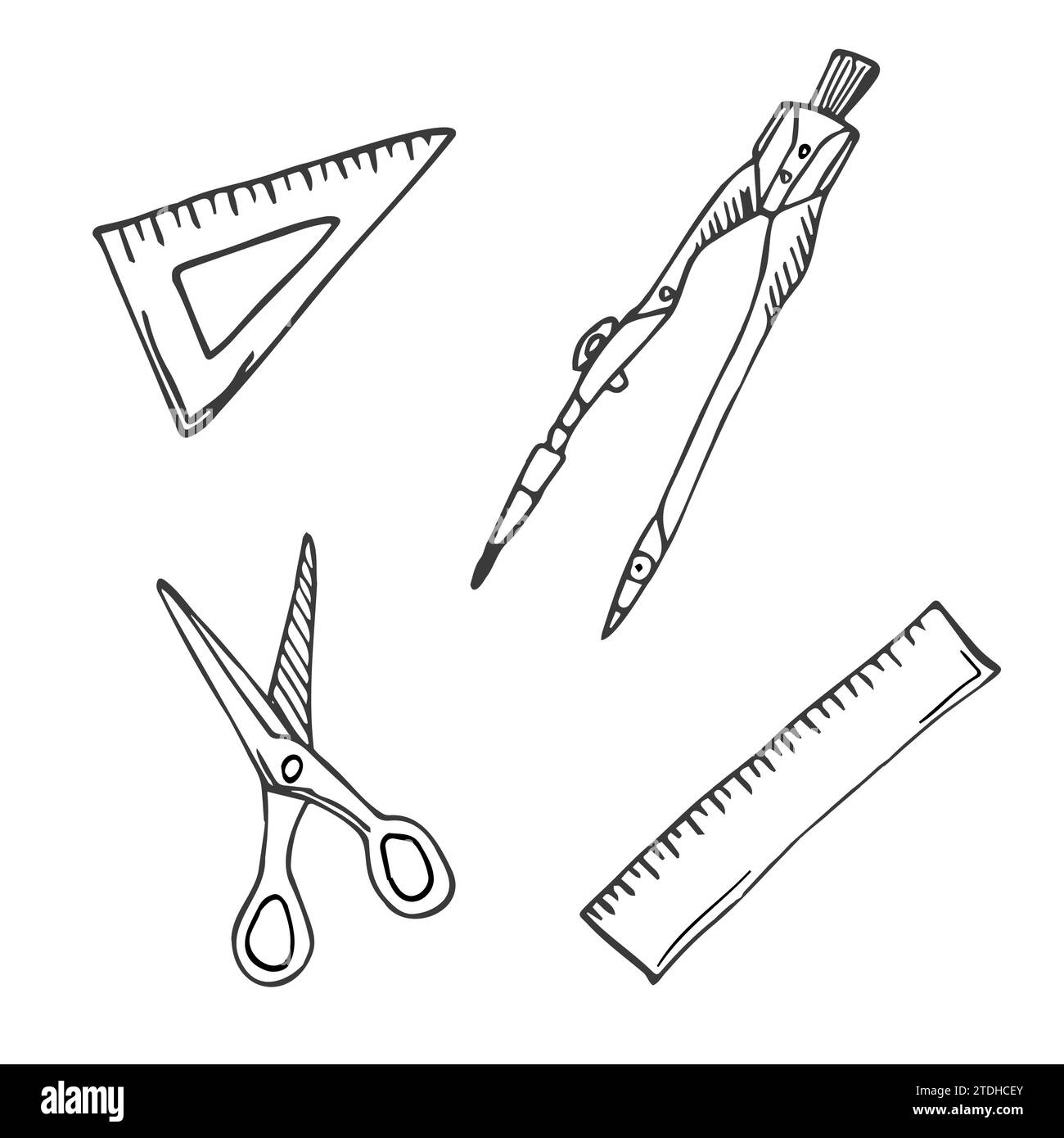 Werkzeuge und Messen Doodle Icons Sketch Hand Made Design Vector. Isoliert auf weißem Hintergrund Stock Vektor