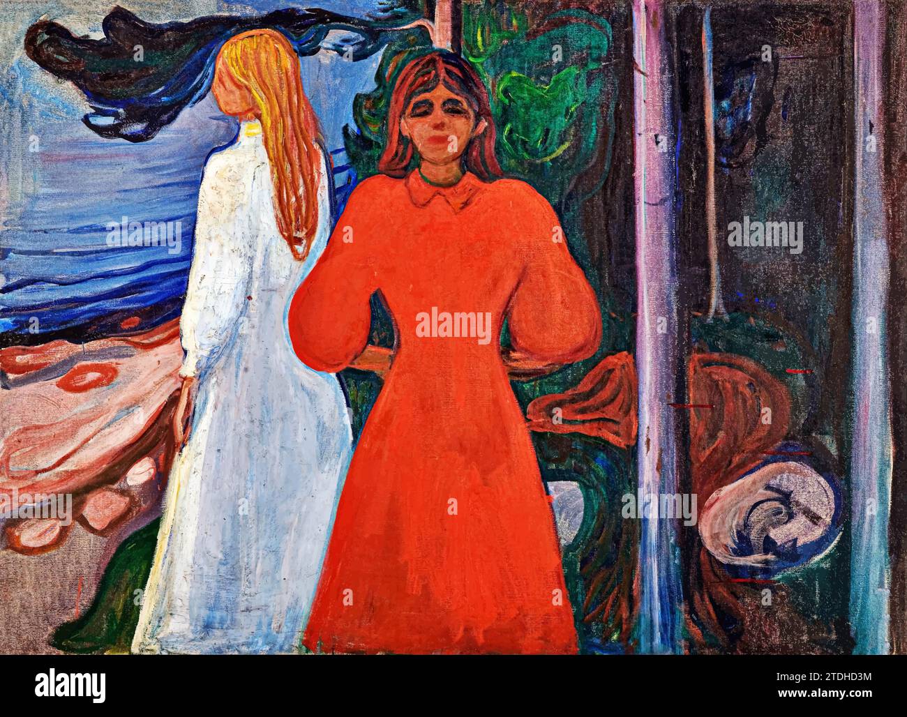 Rot und weiß, 1899 (Gemälde) des Künstlers Munch, Edvard (1863-1944) / Norwegisch. Stock Vektor