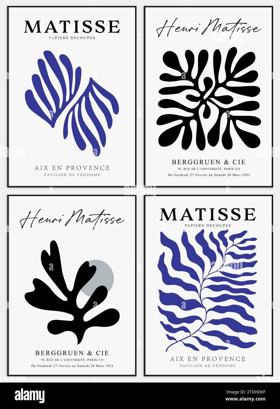 Enthält abstrakte Kunst im Matisse-Stil, dekorative moderne Kunst, Vektor-Illustration Poster. Stock Vektor