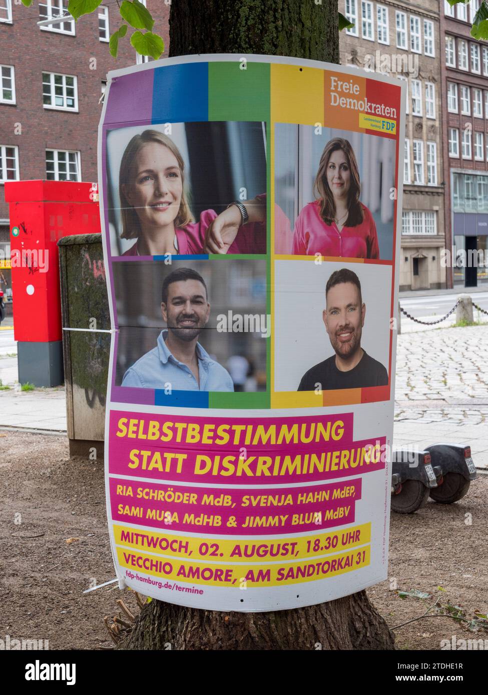 Wahlplakat für die Freien Demokraten, FDP (FDP) in Hamburg. Stockfoto