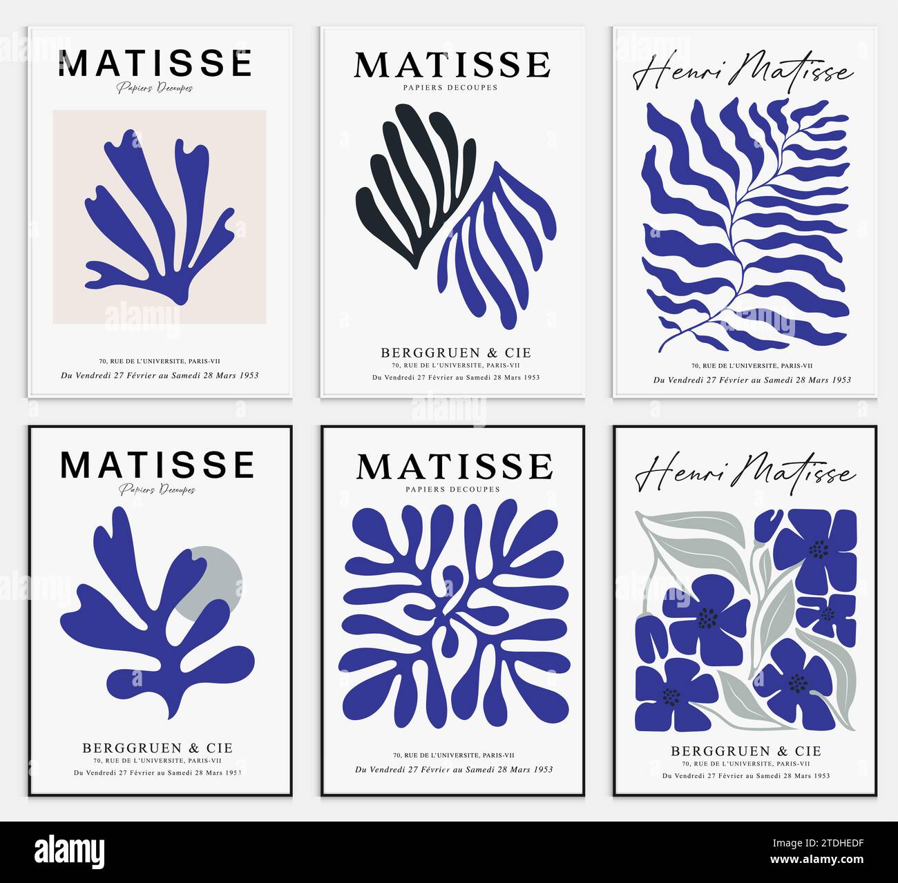 Enthält abstrakte Kunst im Matisse-Stil, dekorative moderne Kunst, Vektor-Illustration Poster. Stock Vektor