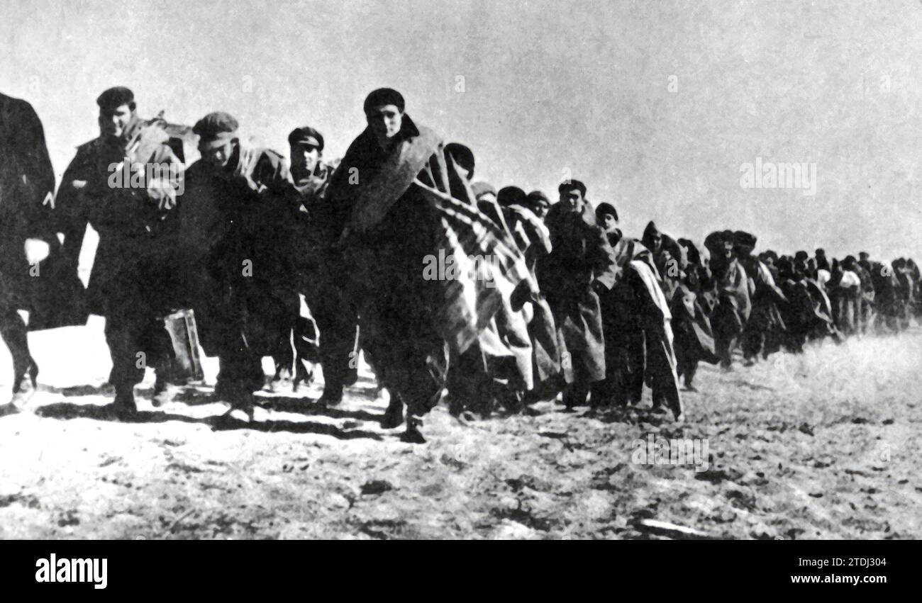 12/31/1938. Republikanische Kämpfer auf dem Weg zum Konzentrationslager. Quelle: Album/Archivo ABC Stockfoto
