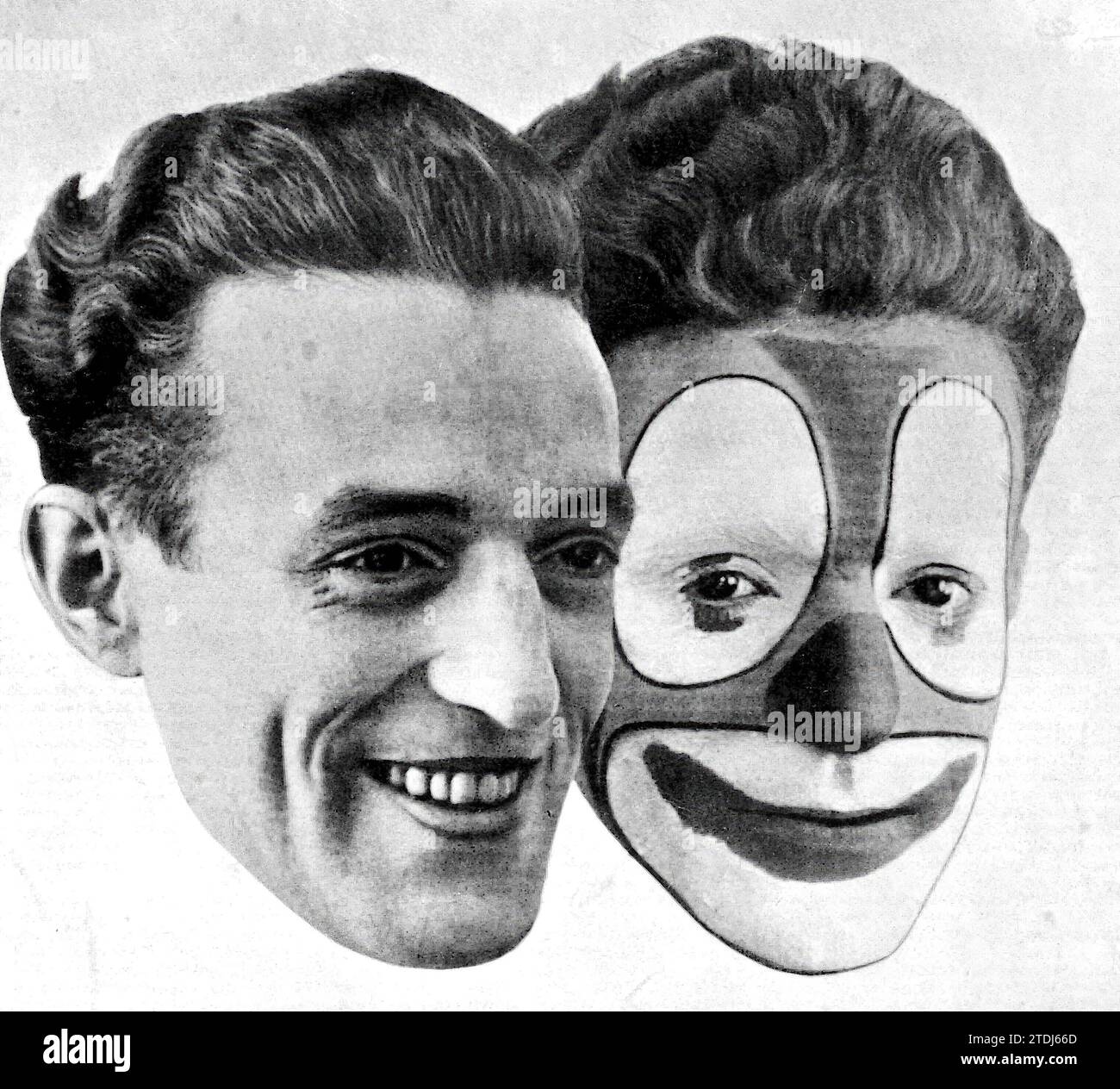 12/31/1929. Nahaufnahme des Gesichts des berühmten Komikers Rampe (einer als Clown gemalt und der andere ungemalt). Quelle: Album/Archivo ABC Stockfoto