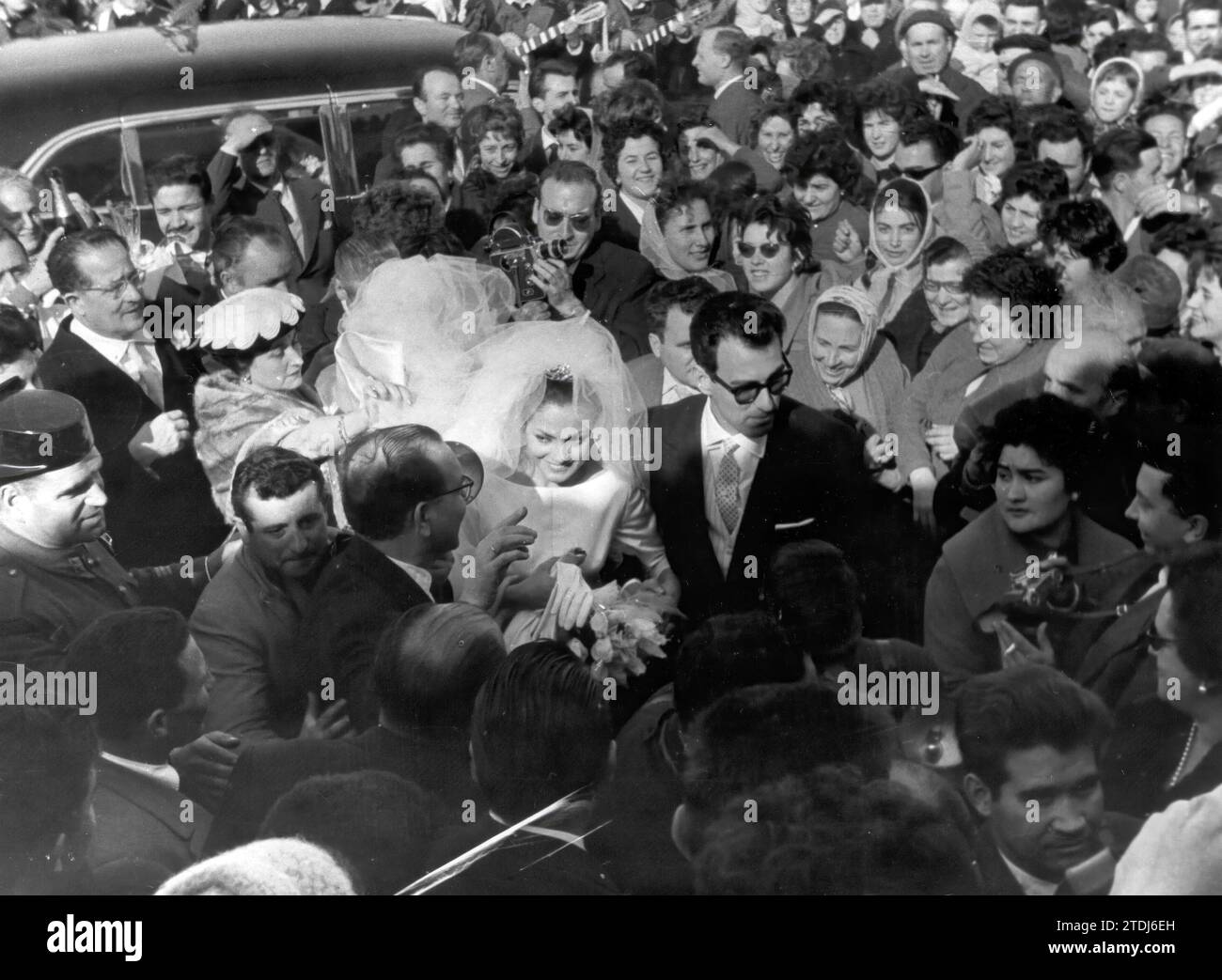 02/22/1961. Carmen Sevilla bei der Ankunft in der Herberge, wo der Empfang stattfand. Quelle: Album / Archivo ABC / Álvaro García Pelayo Stockfoto