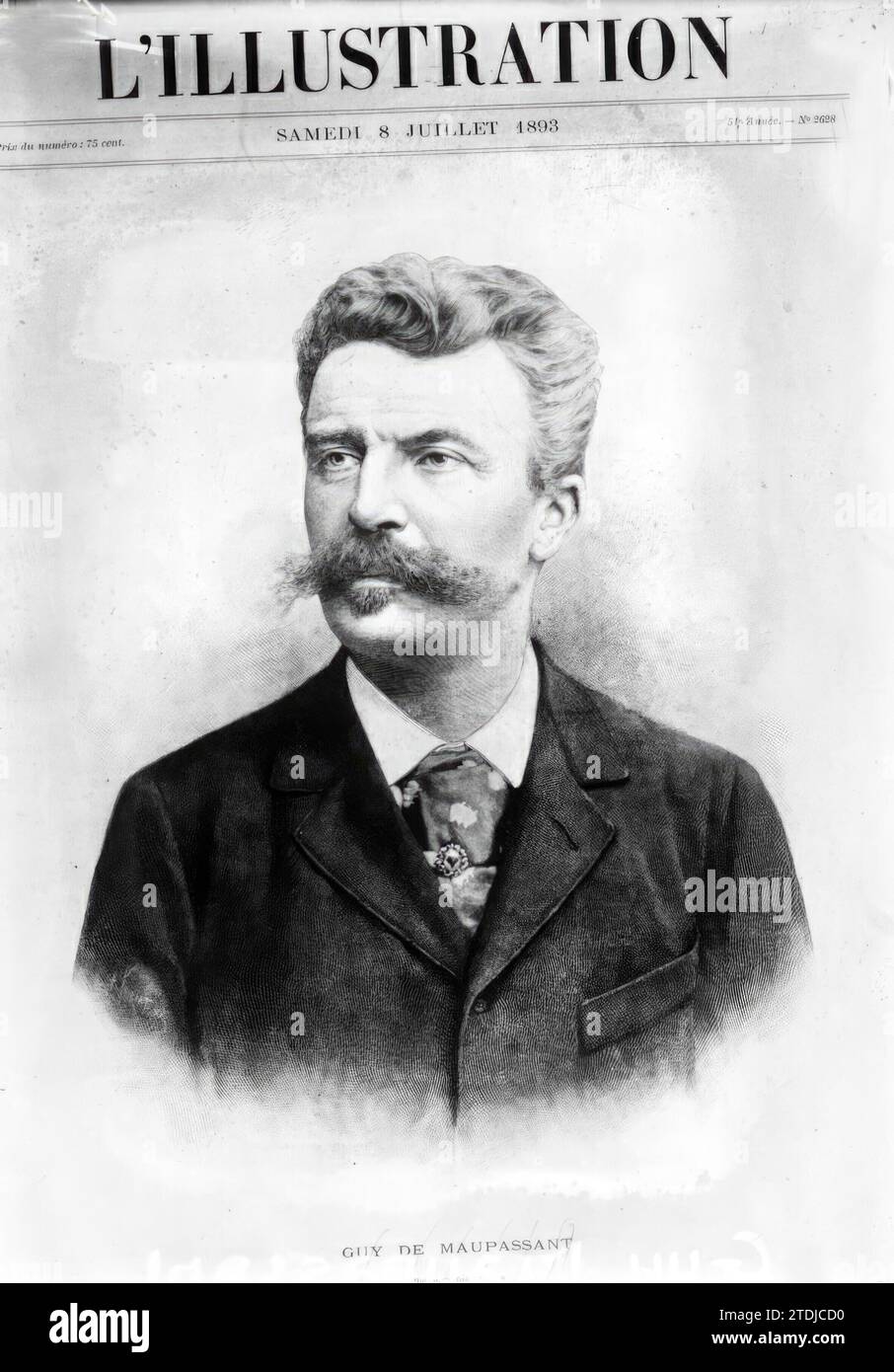 06/30/1893. Porträt des Schriftstellers Guy Maupassant. Quelle: Album/Archivo ABC Stockfoto