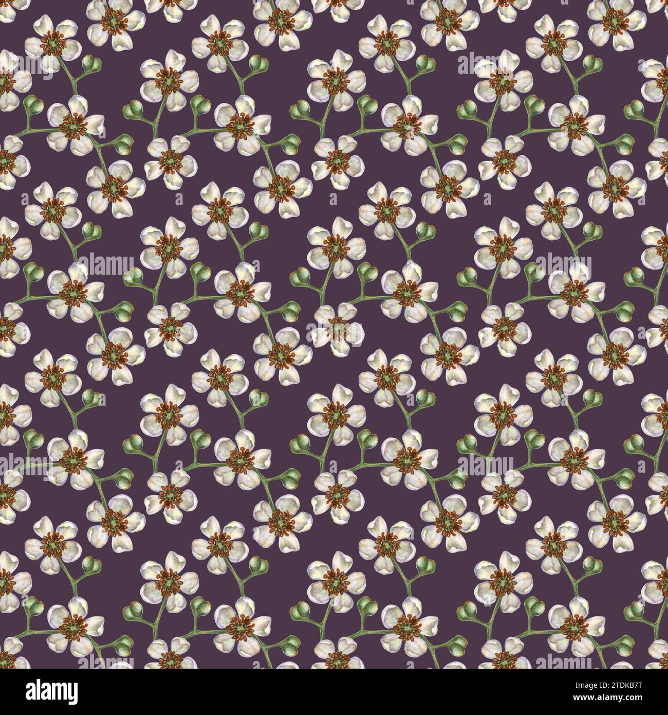 Nahtlose Muster mit leuchtenden Kiwi-Früchten, grünen Blättern und weißen blühenden Blumen für die Gestaltung von Stoffen, Textilien, Verpackungen, Verpackungen Stockfoto