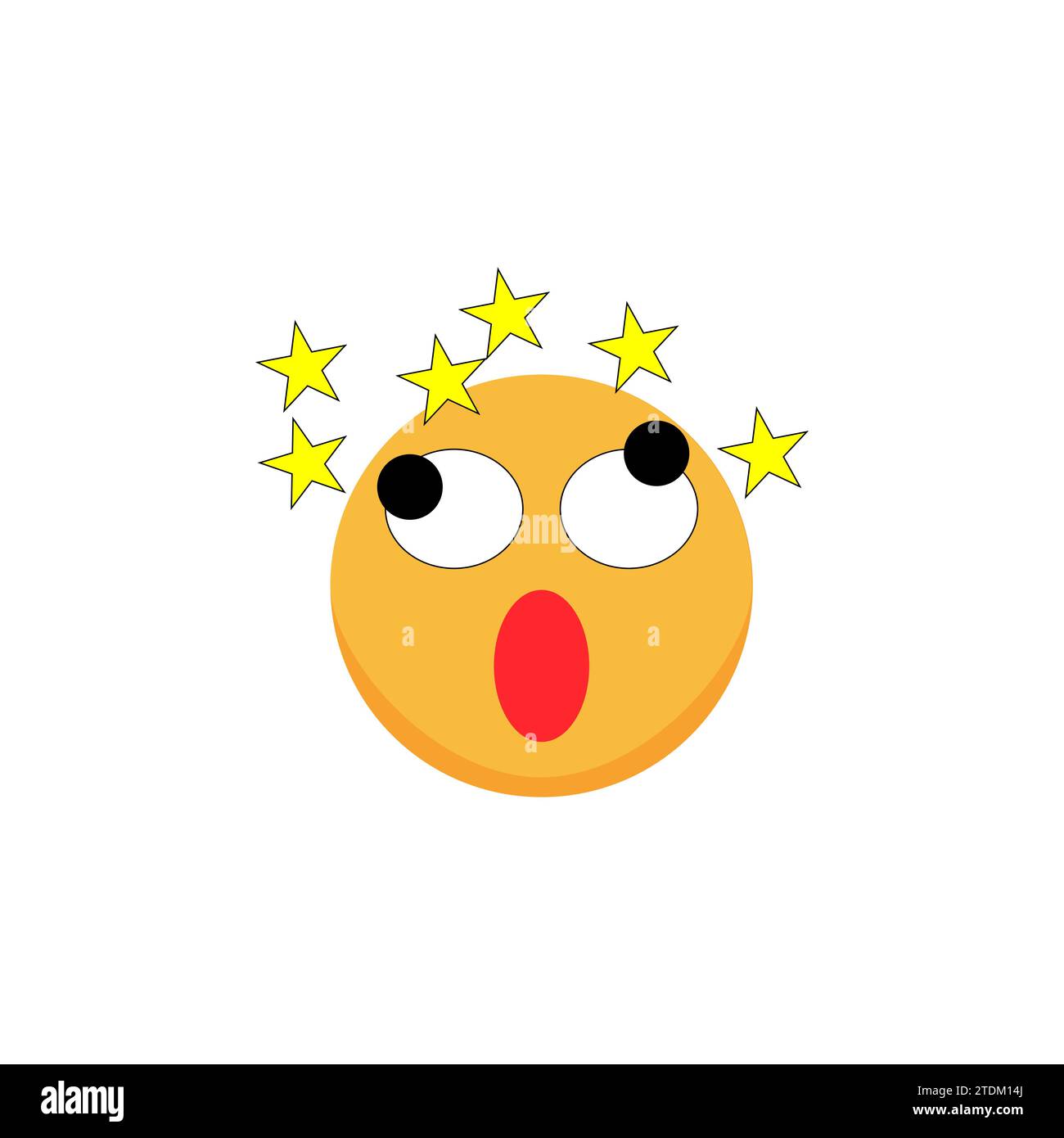 Überraschte Smiley mit Sternen. Comic-Emoji. Vektorabbildung Stock Vektor