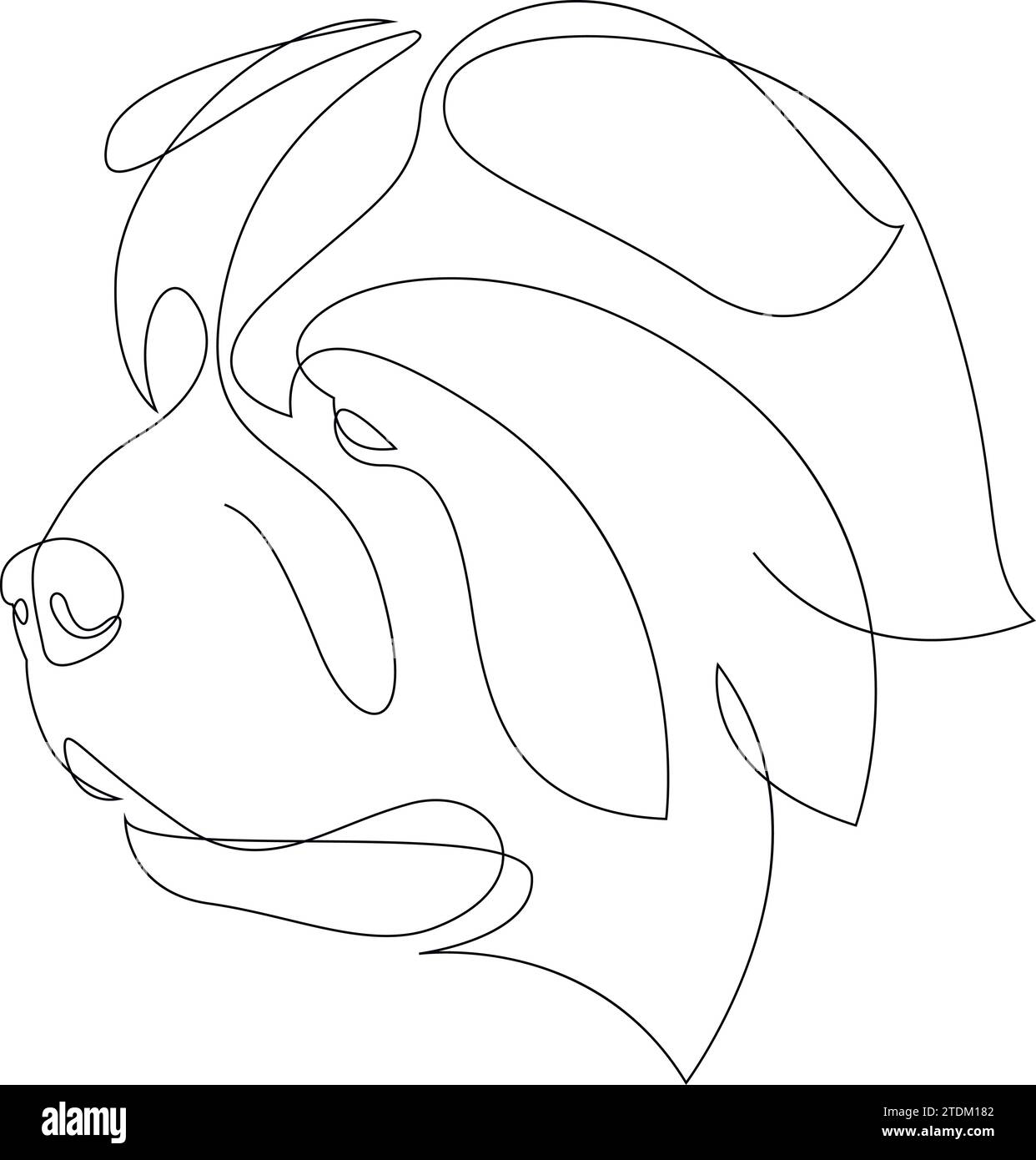 Durchgehende Linie Chow Chow. Einzeilige Hundeschlittenvektorillustration mit minimalem Stil. Hochformat Stock Vektor