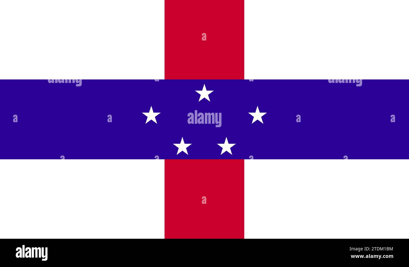 Hochdetaillierte Flagge der Niederländischen Antillen. Nationale niederländische Antillen-Flagge. 3D-Abbildung. Stockfoto