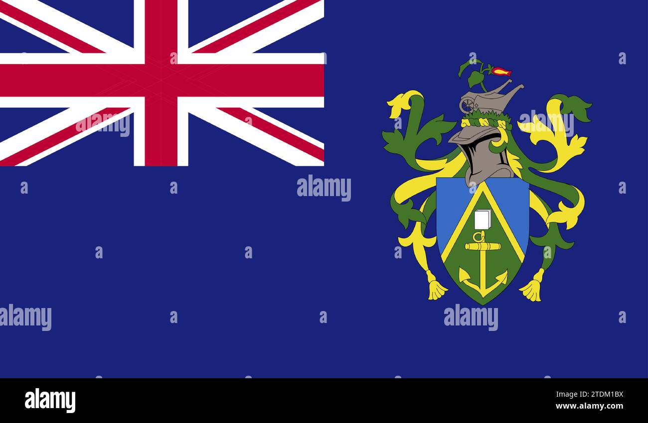 Detaillierte Flagge der Pitcairn-Inseln. Nationale Flagge der Pitcairn-Inseln. 3D-Abbildung. Stockfoto