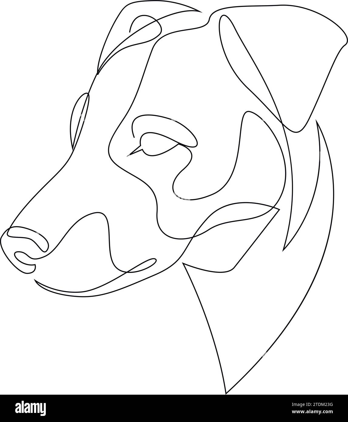 Durchgehende Linie Jack Russell Terrier. Einzeilige Hundeschlittenvektorillustration mit minimalem Stil. Hochformat Stock Vektor
