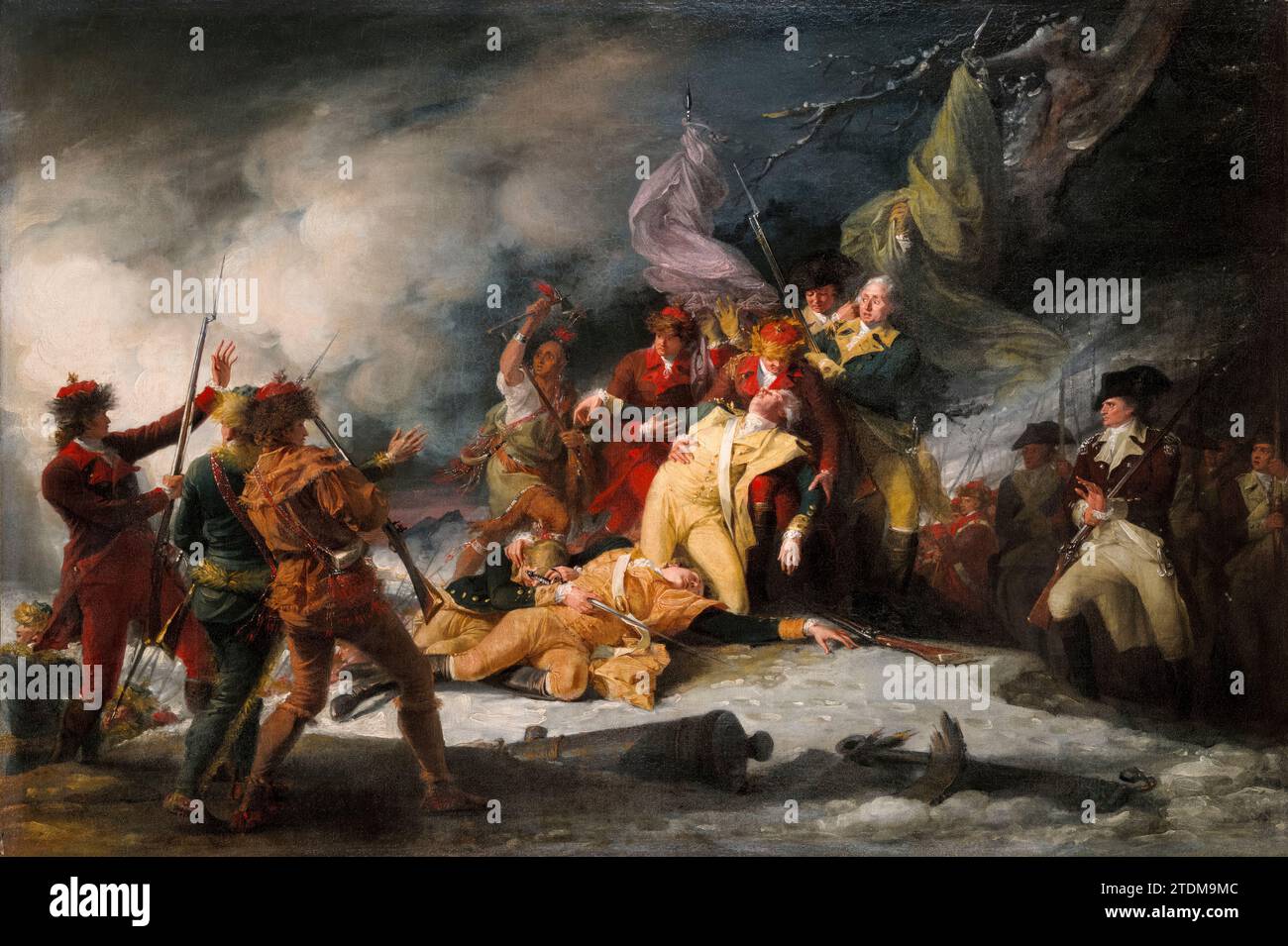 Der Tod von General Montgomery beim Angriff auf Québec, 31. Dezember 1775, Gemälde in Öl auf Leinwand von John Trumbull, 1786 Stockfoto