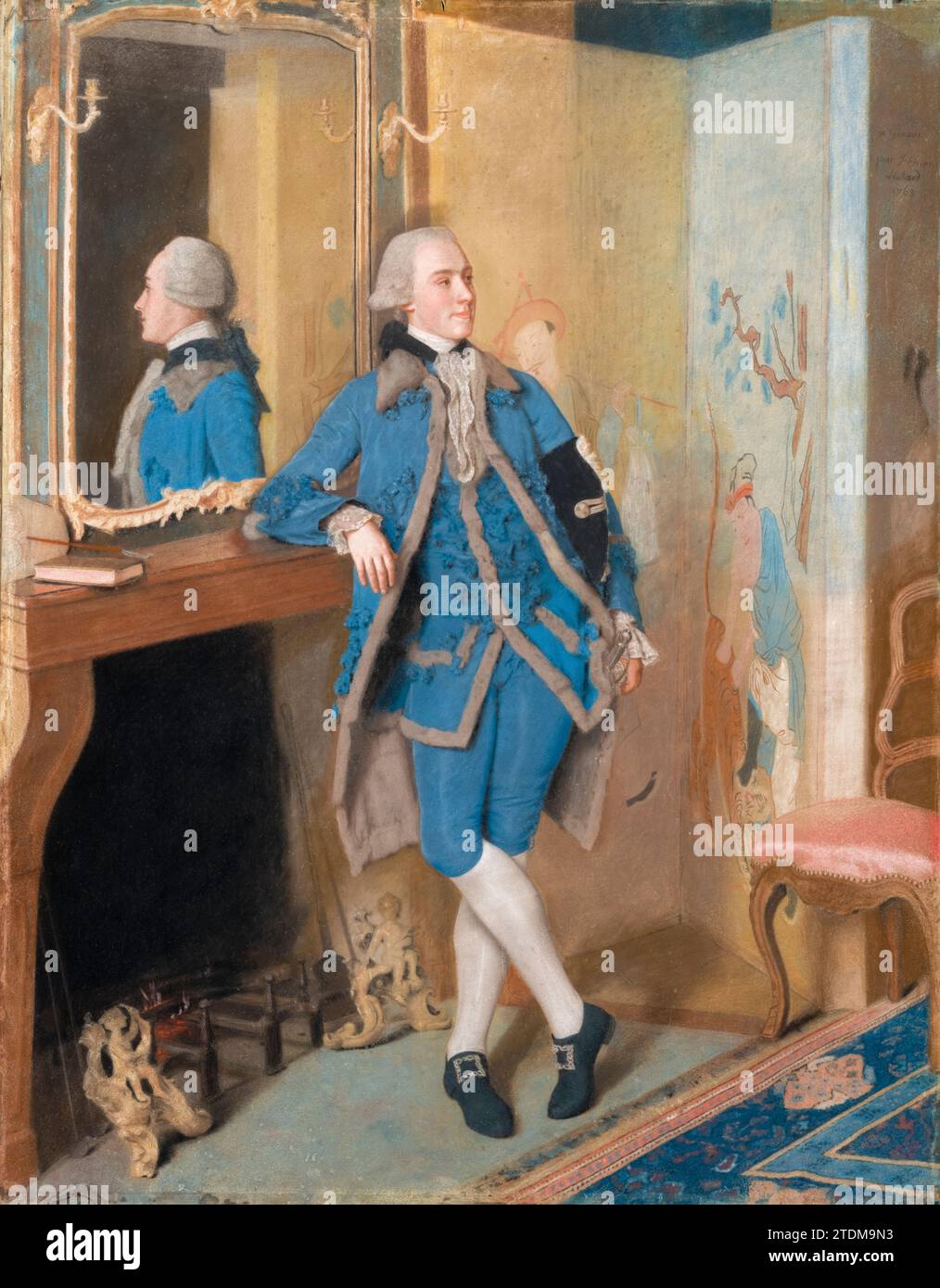 John Stuart, 1. Marquess of Bute PC, FRS (1744–1814), stilisierte bis 1792 „Lord Mount Stuart“ und wurde zwischen 1792 und 1794 als „The Earl of Bute“ bezeichnet, Porträtmalerei in Pastell auf Pergament von Jean-Etienne Liotard, 1763 Stockfoto