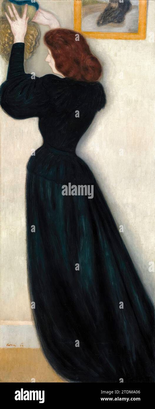 Jozsef Rippl Ronai Gemälde, schlanke Frau mit Vase, Öl auf Leinwand, 1894 Stockfoto