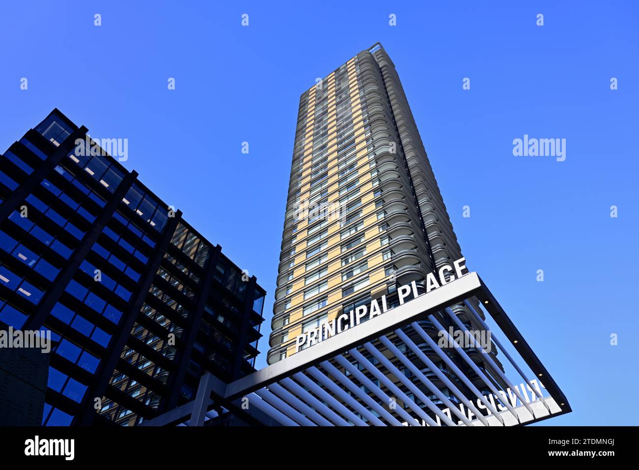 Principal Place und Principal Tower Luxusresidenzen, Bishopsgate, Shoreditch High Street, London, Großbritannien Stockfoto