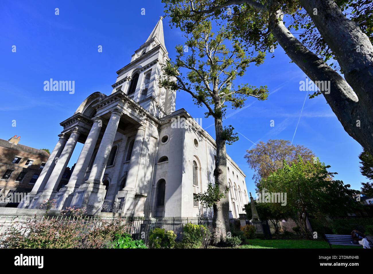 Christ Church Spitalfields, Commercial Street, East London, Vereinigtes Königreich Stockfoto