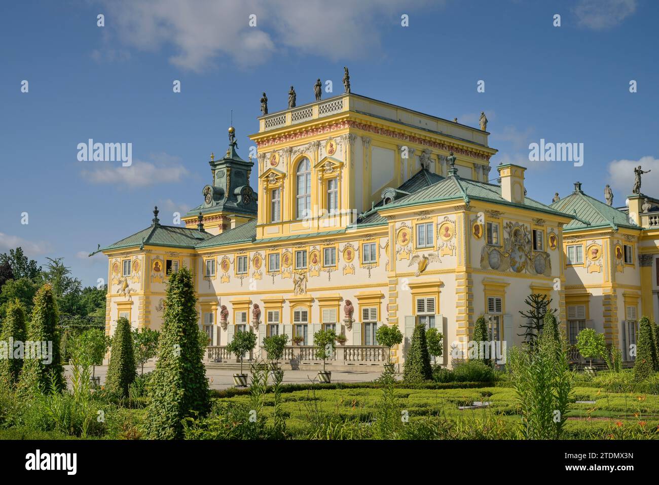 Gartenseite, Schloss Wilanow, Warschau, Woiwodschaft Masowien, Polen Stockfoto