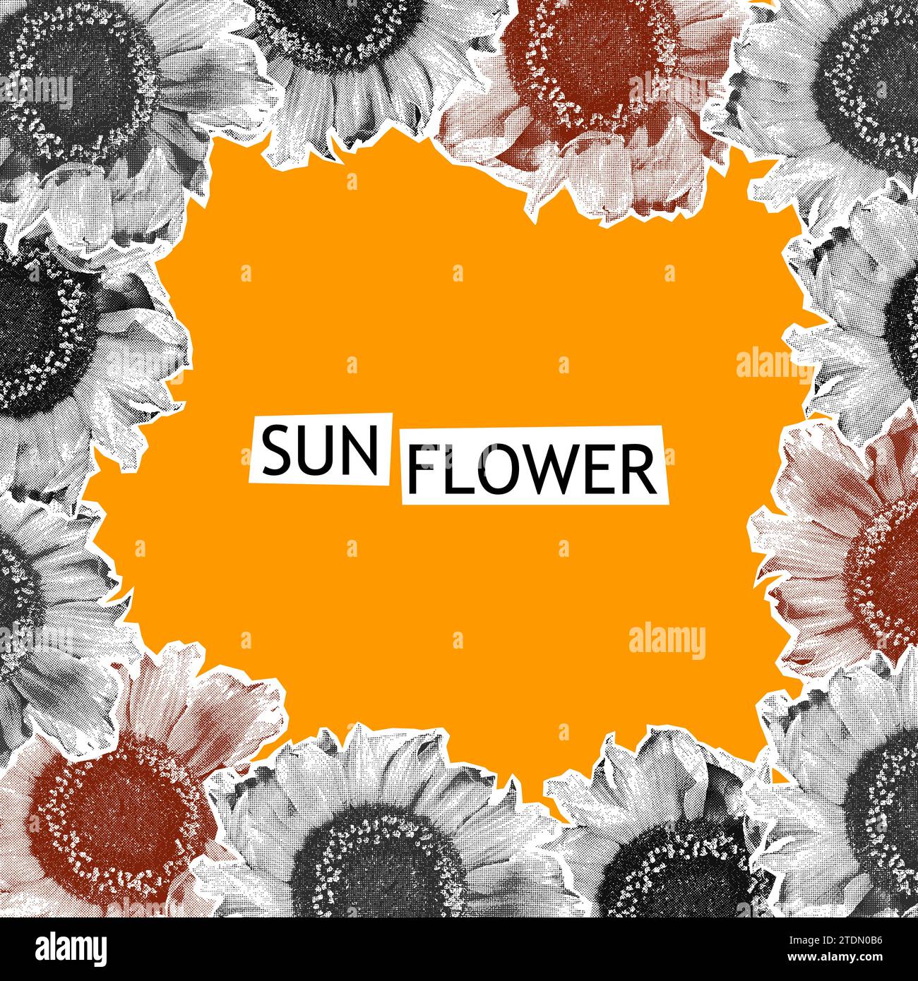 Sonnenblumen Halbton Collage Poster Vorlage Vektor Illustration Stock Vektor