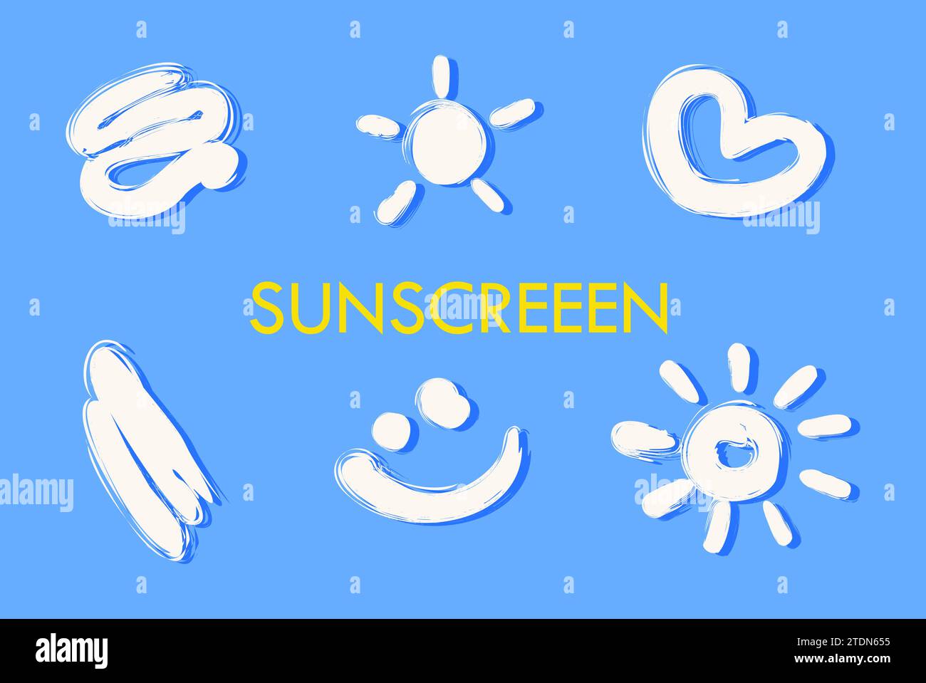 Satz von Abstrichen der Sonnenschutzcreme-Vektor-Illustration Stock Vektor