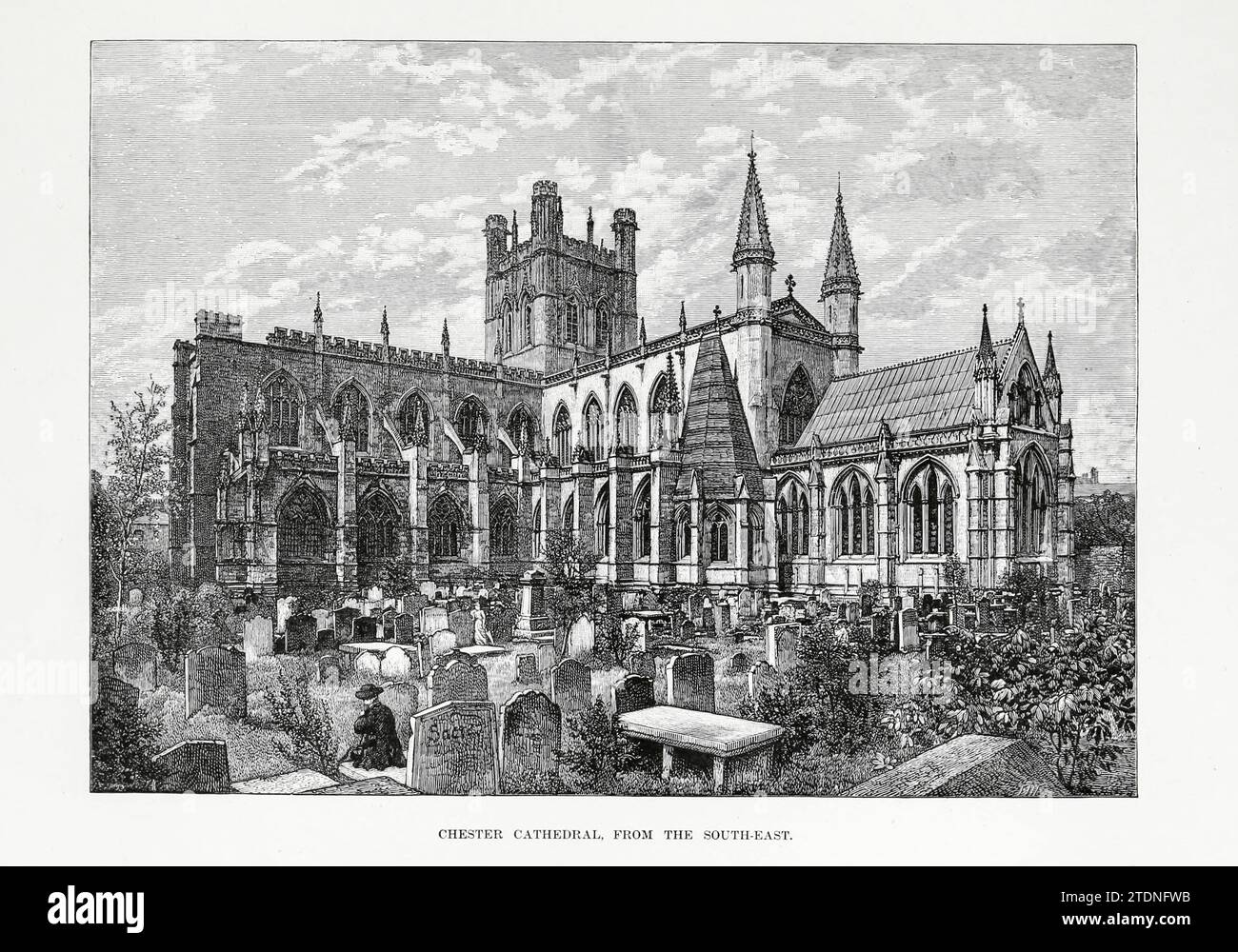 Chester Cathedral from the South East aus dem Buch Cathedrals, Abbeys and Church of England and Wales : Descriptive, Historical, Pictorial Band 1 von Bonney, T. G. (Thomas George), 1833–1923; Publisher London : Cassell 1890 Stockfoto