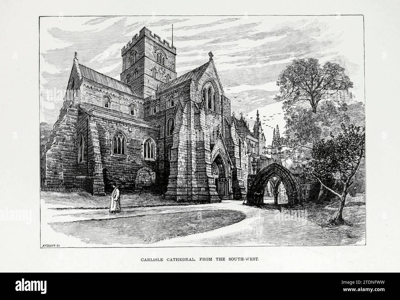 Carlisle Cathedral from the South West aus dem Buch Cathedrals, Abbeys and Church of England and Wales : Descriptive, Historical, Pictorial Band 1 von Bonney, T. G. (Thomas George), 1833-1923; Publisher London : Cassell 1890 Stockfoto