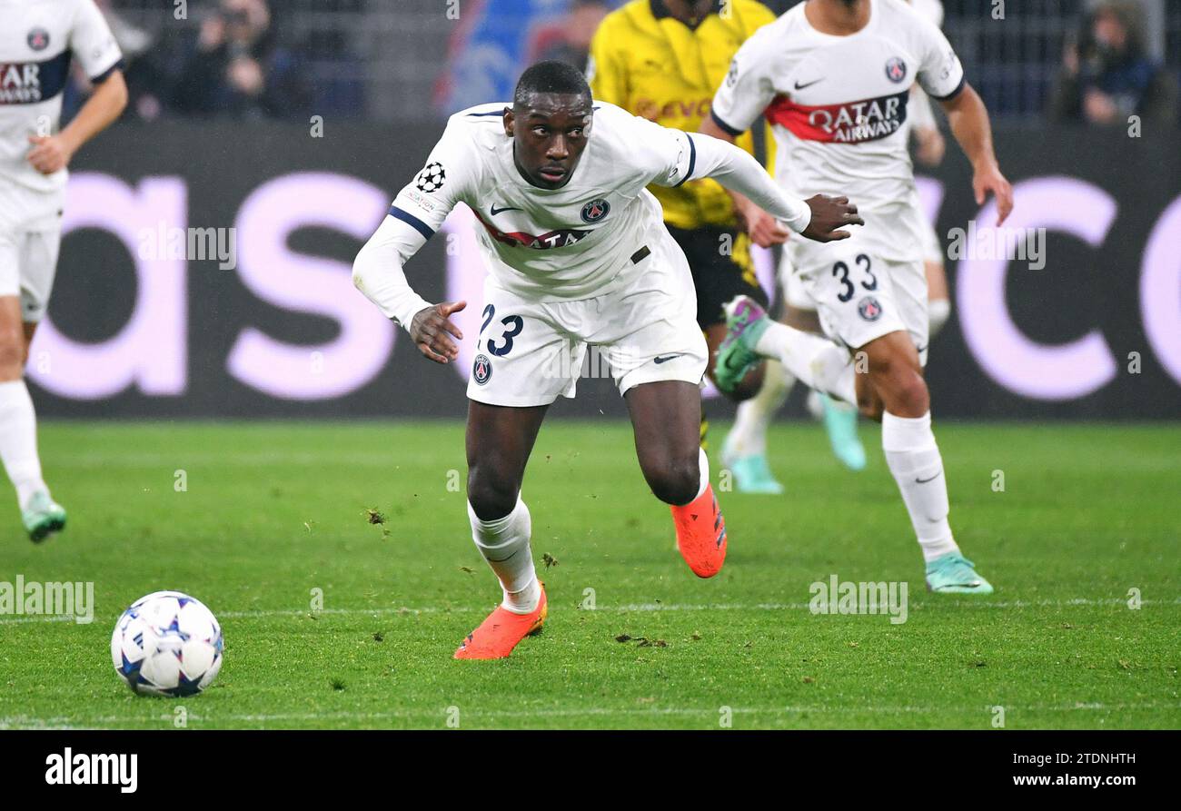 Champions League, Signal Iduna Park Dortmund: Borussia Dortmund gegen Paris Saint Germain; Randal Kolo Muani (PSG) Stockfoto