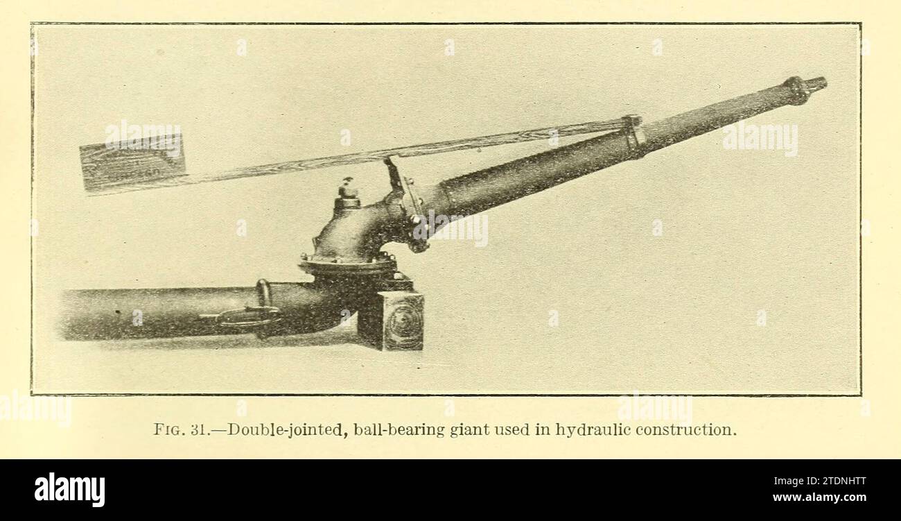 Zweigelenkter, kugelgelagerter Riese für den hydraulischen Bau. Aus dem Buch The Storage of Water for Berigation Purpose von Fortier, Samuel; Bixby, F.L., United States. Office of Experiment Stations; Vereinigte Staaten. Landwirtschaftsministerium Stockfoto