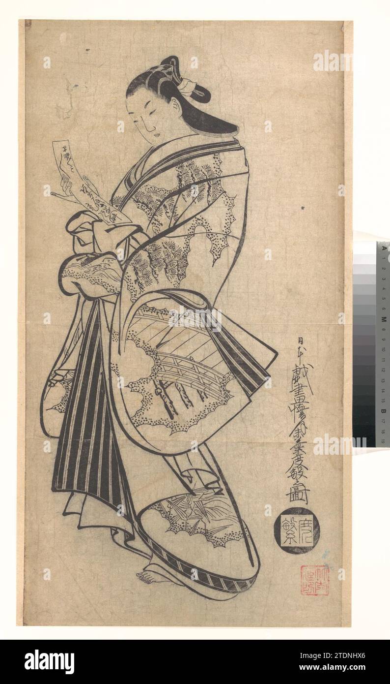 Kurtisane mit Poetry Card (Tanzaku) zum Neujahr 1949 von Kaigetsudo Dohan Stockfoto