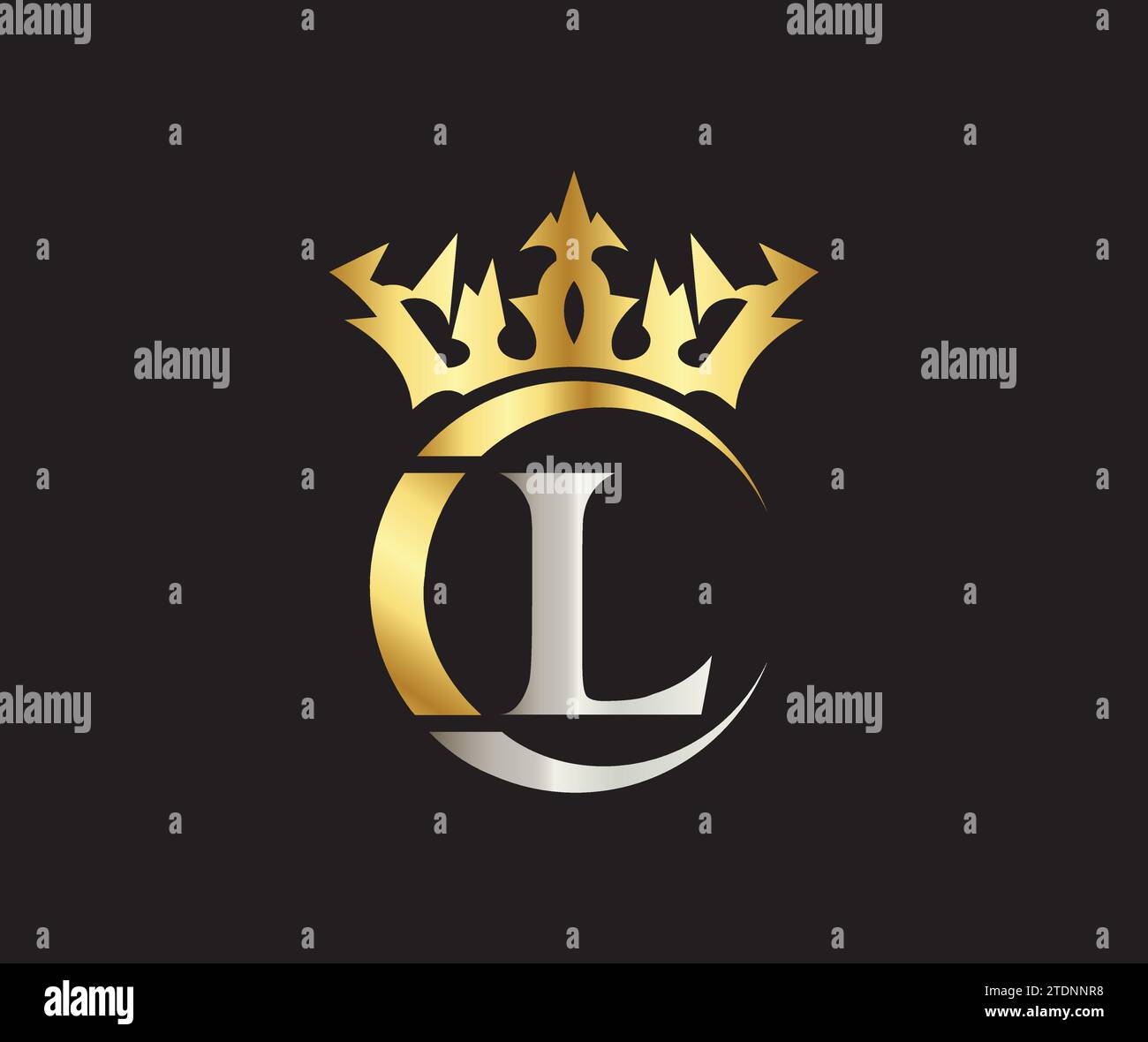 L Letter Crown Luxus Königreich Zeichen mit Golden Color Company Logo Design Stock Vektor