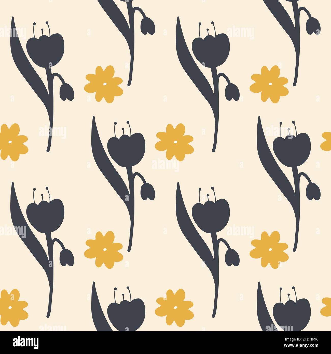 Blumenmuster im Boho-Stil, minimalistisch. Muster mit Wildblumen Stock Vektor