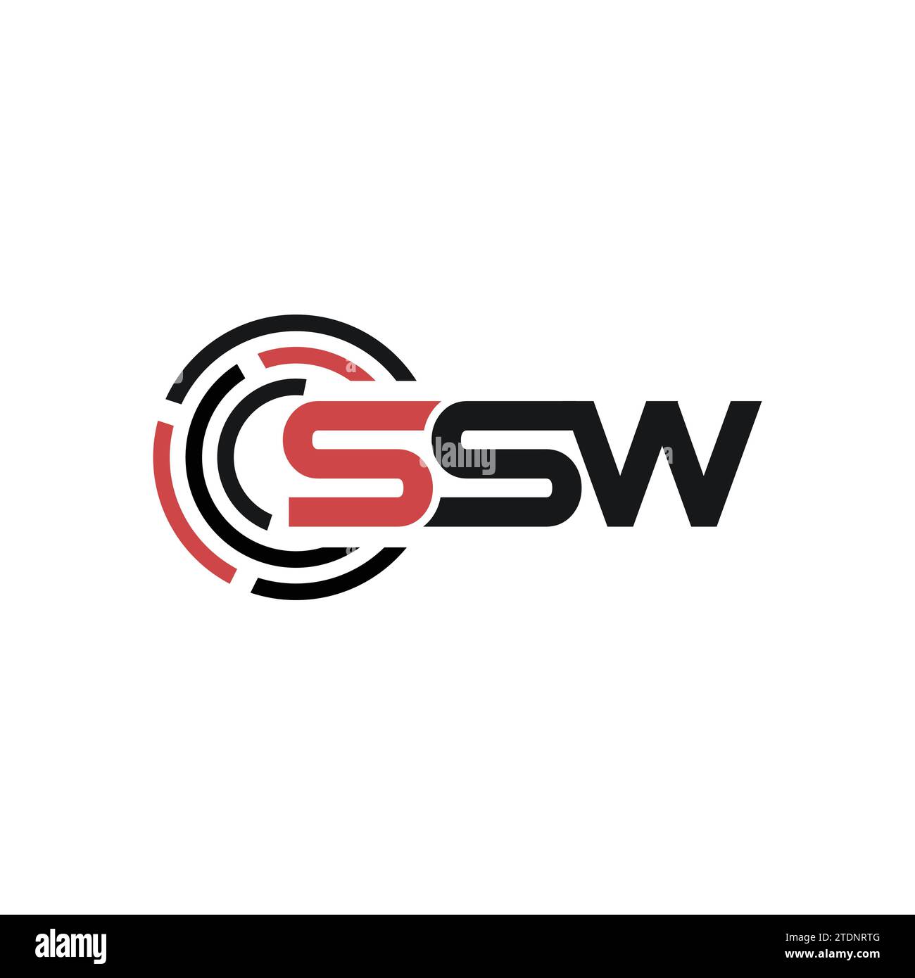 Logo-Design mit SSW-Letter in der Abbildung. Vektor-Logo, Kalligraphie-Designs für Logo. SSW-Letter-Logo mit weißem Hintergrund in Illustrator. Stock Vektor