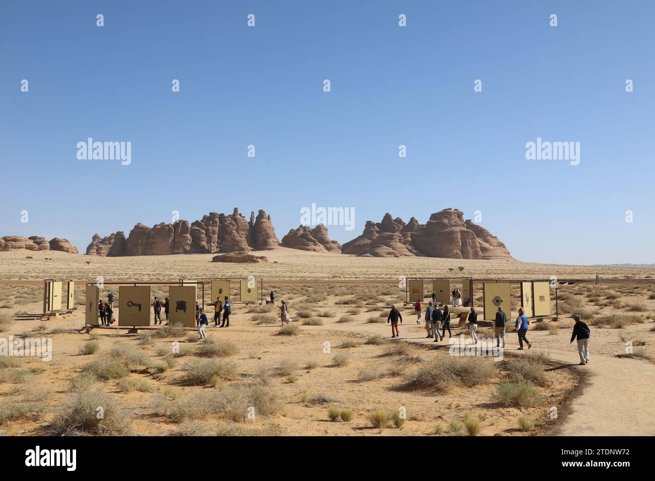 Touristeninformationstafeln in Al Ula in Saudi-Arabien Stockfoto