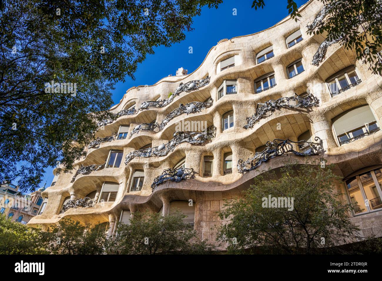 Die Casa Mila Gaudi Apartments in Barcelona, Spanien Stockfoto