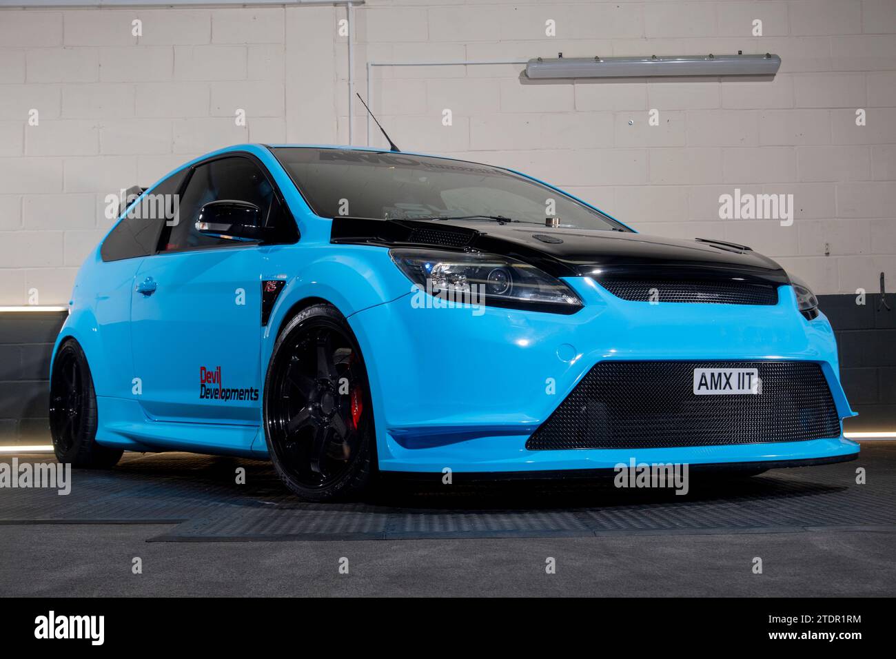 MK2 Ford Focus RS modifizierter Hochleistungs-Ford-Wagen mit Heißluke Stockfoto