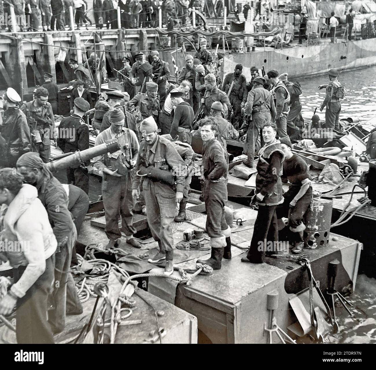 DIEPPE RAID - Operation Jubilee 19. August 1942. Kommandoüberlebende kehren nach dem Angriff zurück. Stockfoto