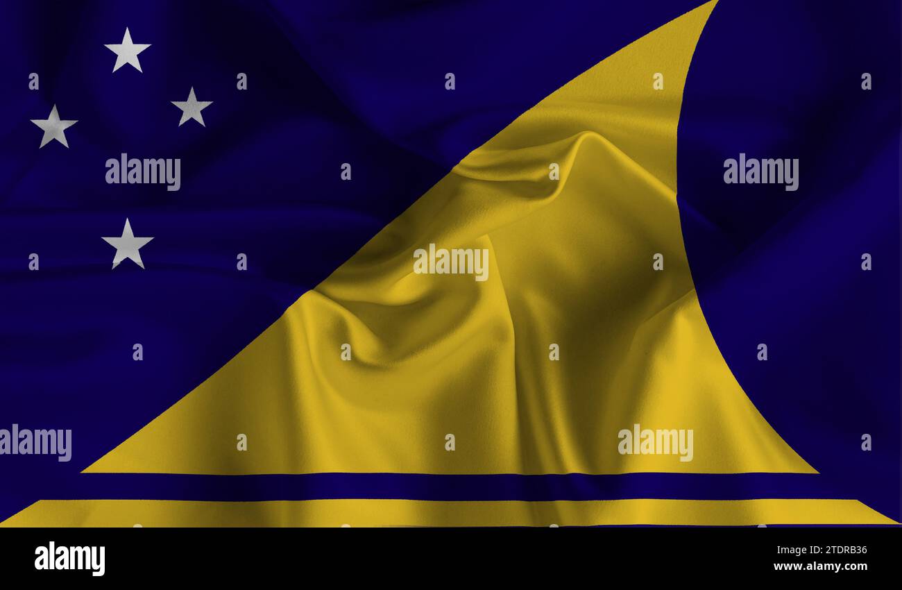 Hochdetaillierte Flagge von Tokelau. Nationalflagge Tokelau. 3D-Abbildung. Stockfoto