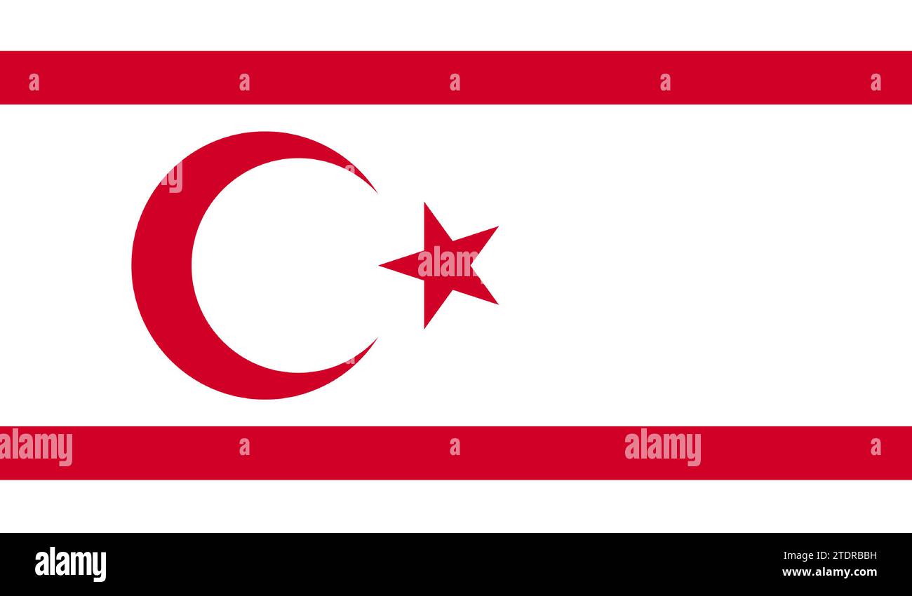 Hochdetaillierte Flagge der Türkischen Republik Nordzypern. Nationale Flagge der Türkischen Republik Nordzypern. 3D-Abbildung. Stockfoto