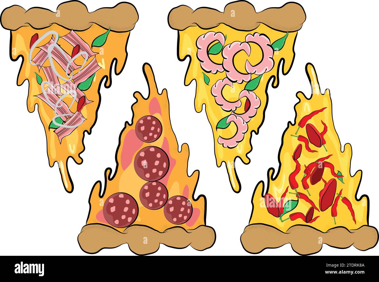 PIZZA SET VEKTOR ILLUSTRATION Stock Vektor