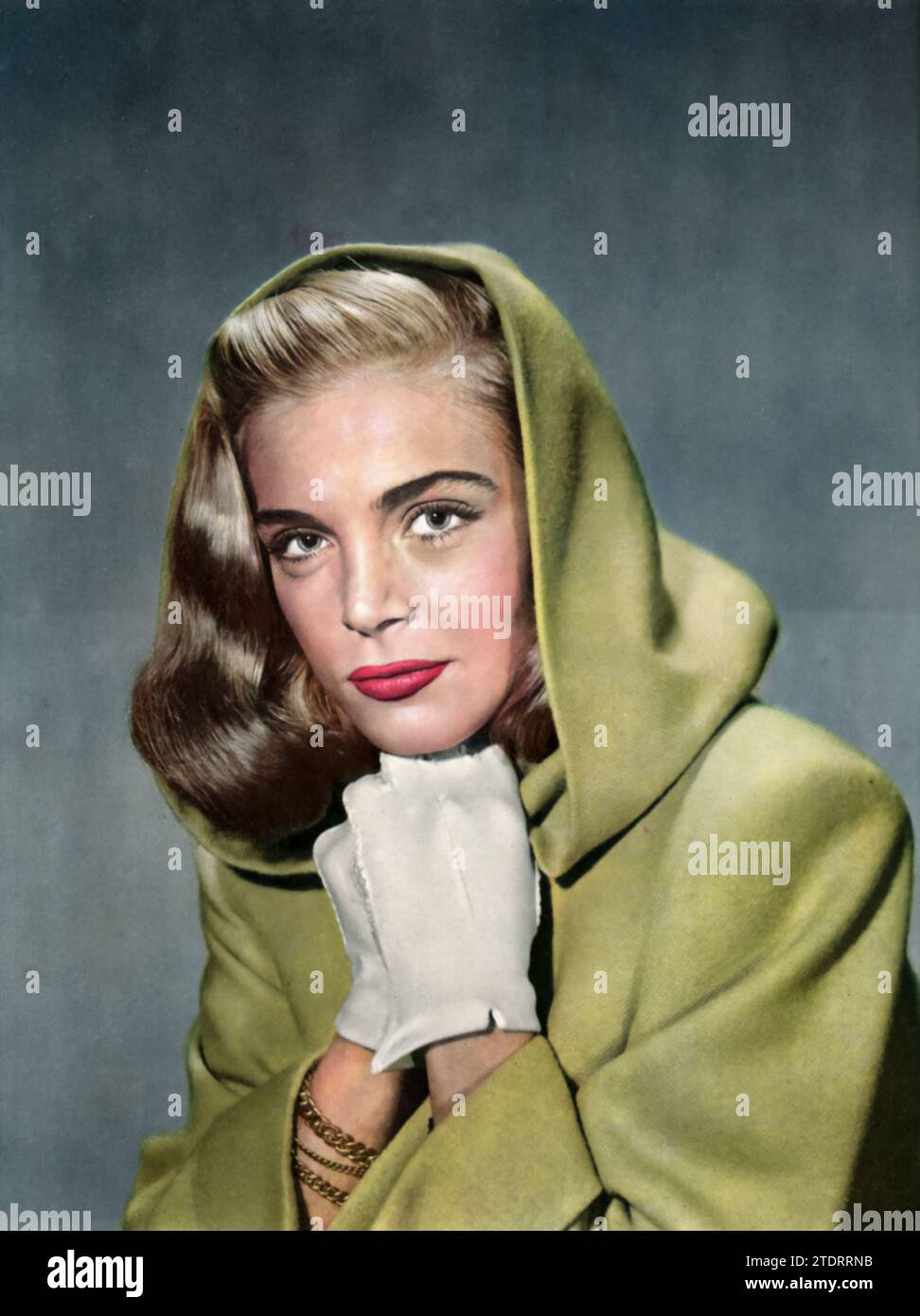 Ein Porträt von Lizabeth Scott, dem Star von Dead Reckoning (1947). In diesem Film spielt Scott eine geheimnisvolle und verführerische Figur, die sich mit Humphrey Bogarts Charakter verstrickt, einem Kriegsveteranen, der den verdächtigen Tod eines Freundes untersucht. Ihre Performance festigte ihren Status als prominente Figur im goldenen Zeitalter Hollywoods. Stockfoto