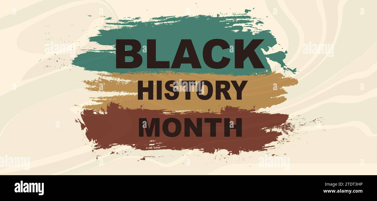 Feierlichkeiten zum Black History Month. Abstrakter und künstlerischer Hintergrund mit Pinselstrichen und Erdfarben. Rassengleichheit - Gerechtigkeit - Identität - Stock Vektor