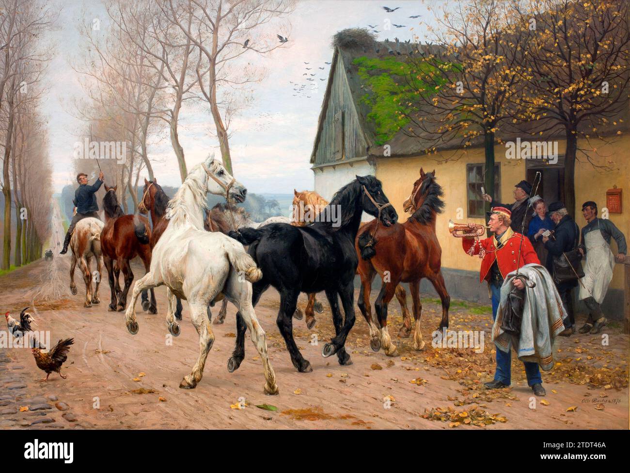 Eine Reihe von Pferden vor einem Gasthaus - Otto Bache, 1878 Stockfoto