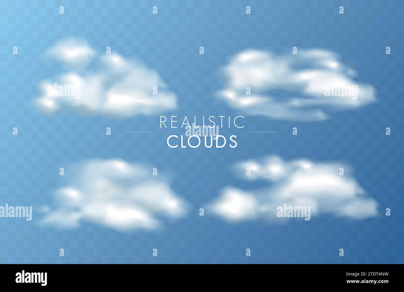 Realistische weiße transparente Himmelswolken gesetzt. Stock Vektor