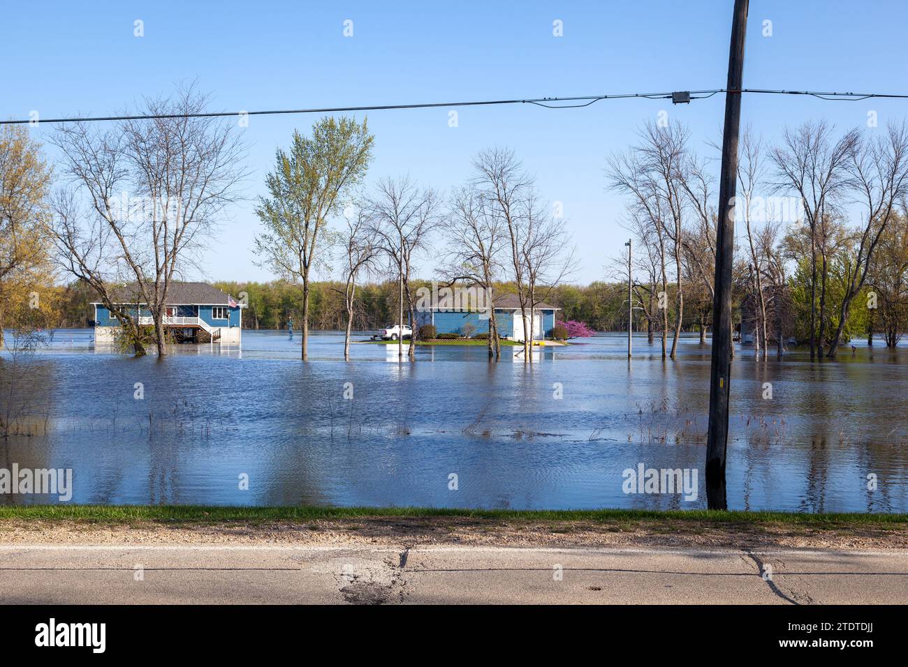 Überschwemmungen entlang des Mississippi River. Stockfoto