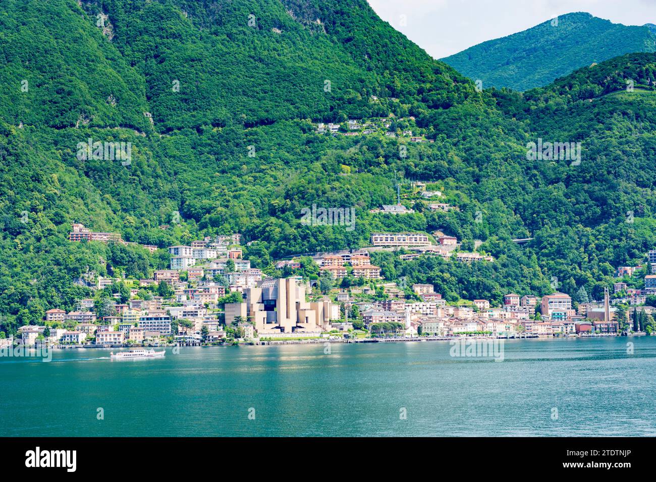 Campione d’Italia: Luganer See (Lago di Lugano), Campione d’Italia am See, Kasino Casinò di Campione in Como, Lombardei, Italien Stockfoto