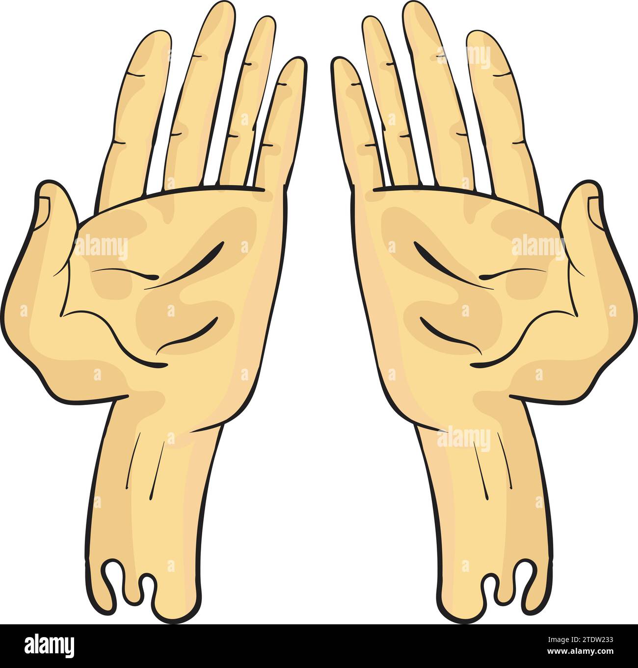 Illustration mit offenen Händen mit den Handflächen nach oben Stock Vektor